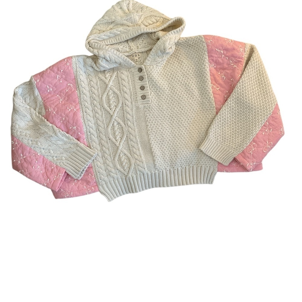 NWOT POL Cozy Pink and Cream Women's oversized Sweater